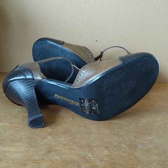 Bongo 2-Tone Brown Spectator T-Strap Heels | size 8 - Picture 6 of 12